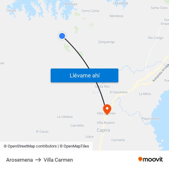 Arosemena to Villa Carmen map