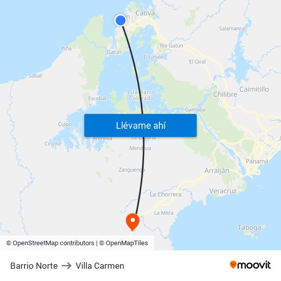 Barrio Norte to Villa Carmen map