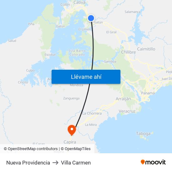 Nueva Providencia to Villa Carmen map