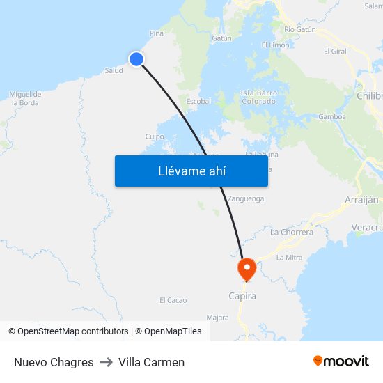 Nuevo Chagres to Villa Carmen map