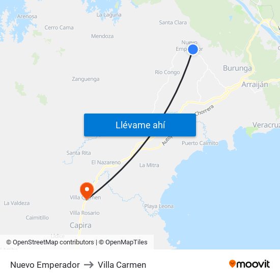 Nuevo Emperador to Villa Carmen map