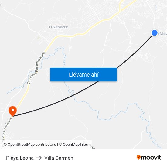 Playa Leona to Villa Carmen map