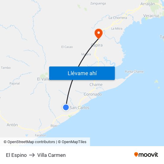 El Espino to Villa Carmen map