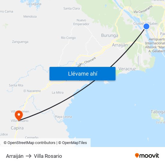 Arraiján to Villa Rosario map