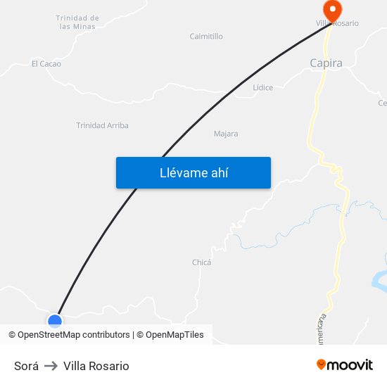 Sorá to Villa Rosario map