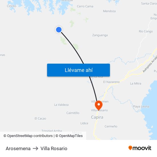 Arosemena to Villa Rosario map