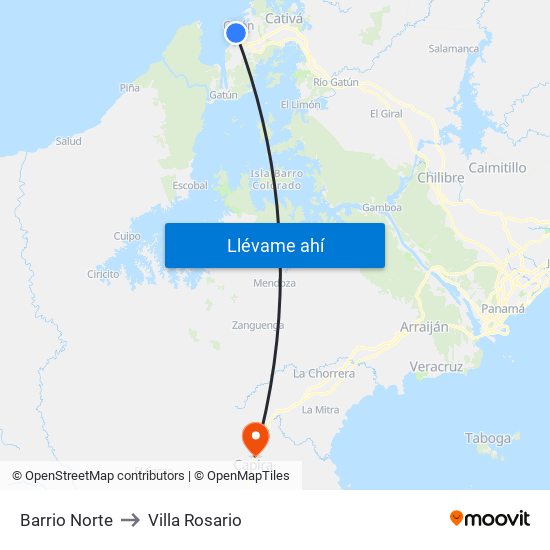 Barrio Norte to Villa Rosario map