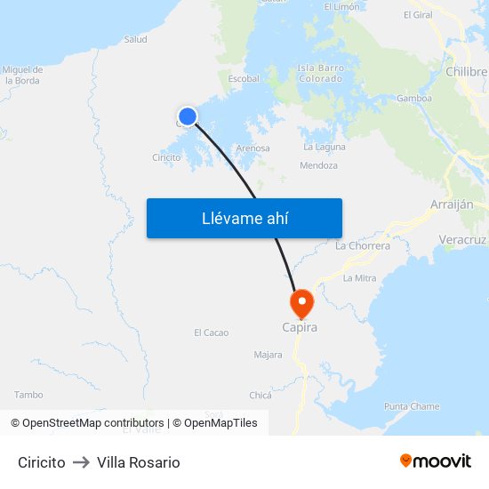 Ciricito to Villa Rosario map