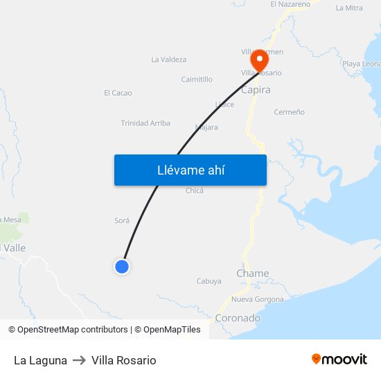 La Laguna to Villa Rosario map