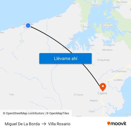 Miguel De La Borda to Villa Rosario map