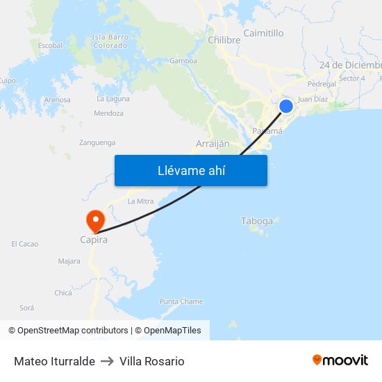 Mateo Iturralde to Villa Rosario map