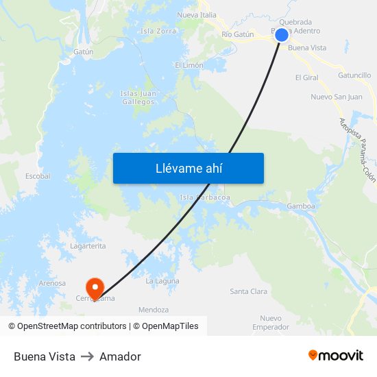 Buena Vista to Amador map