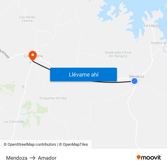 Mendoza to Amador map