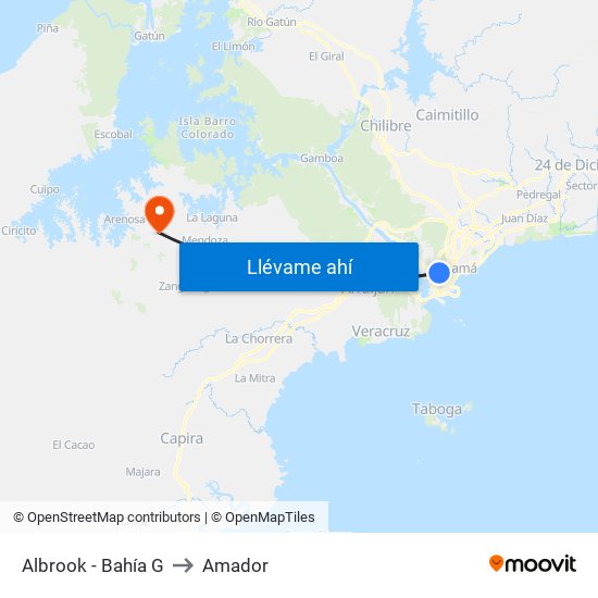 Albrook - Bahía G to Amador map