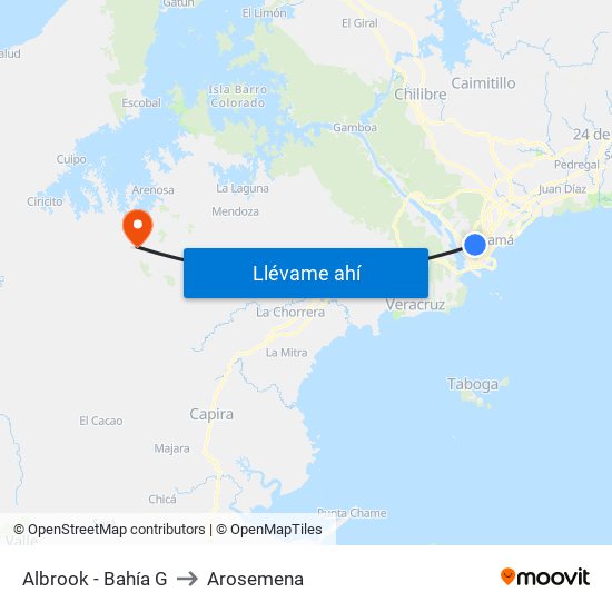 Albrook - Bahía G to Arosemena map