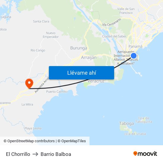El Chorrillo to Barrio Balboa map