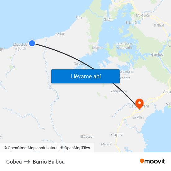 Gobea to Barrio Balboa map