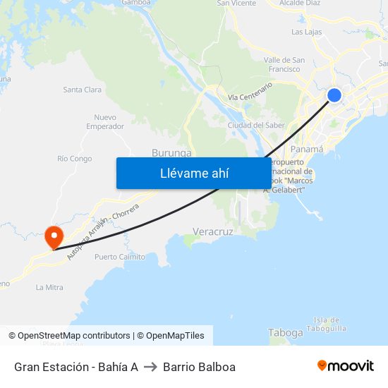 Gran Estación - Bahía A to Barrio Balboa map