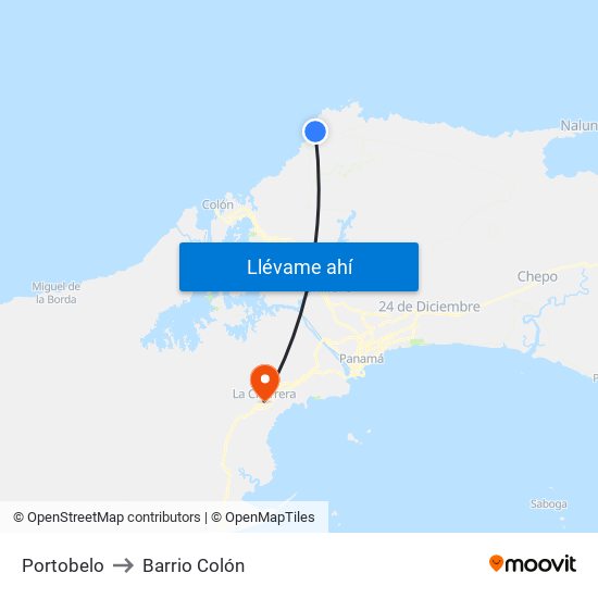 Portobelo to Barrio Colón map