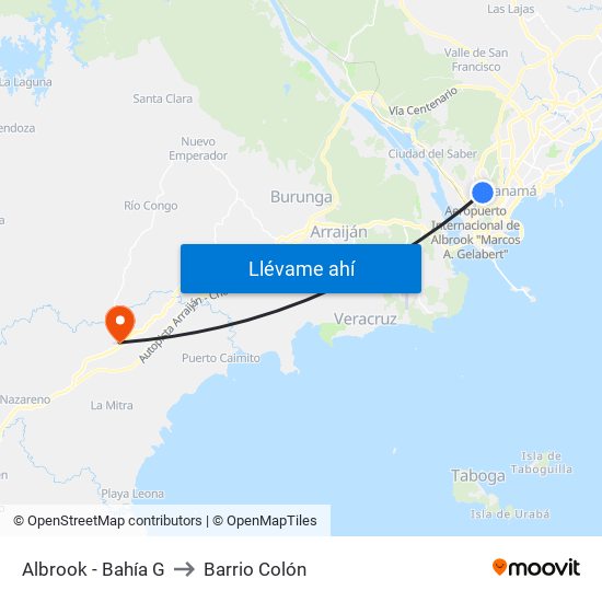 Albrook - Bahía G to Barrio Colón map