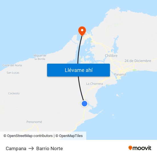 Campana to Barrio Norte map