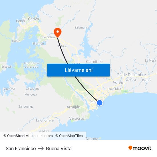 San Francisco to Buena Vista map