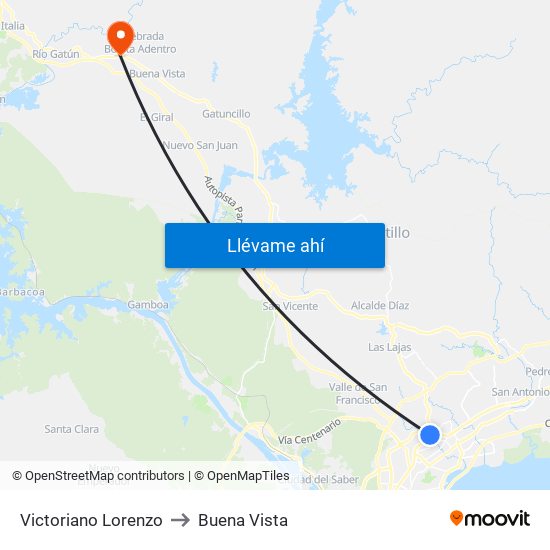 Victoriano Lorenzo to Buena Vista map