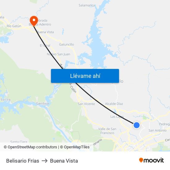 Belisario Frías to Buena Vista map
