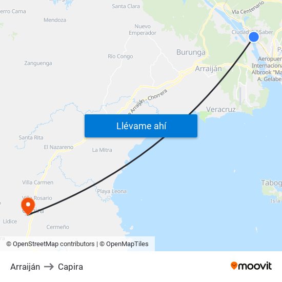 Arraiján to Capira map