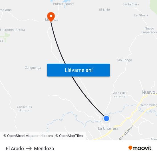 El Arado to Mendoza map