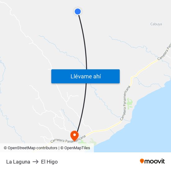 La Laguna to El Higo map