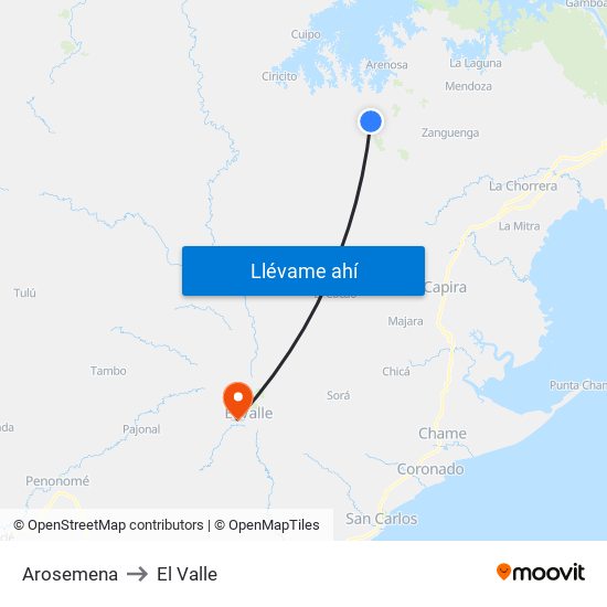 Arosemena to El Valle map