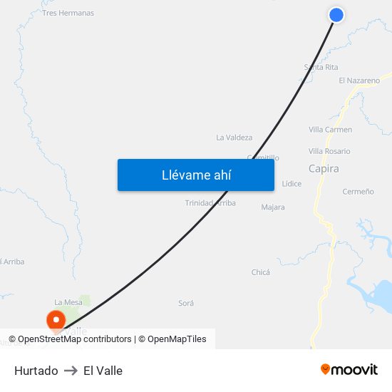 Hurtado to El Valle map