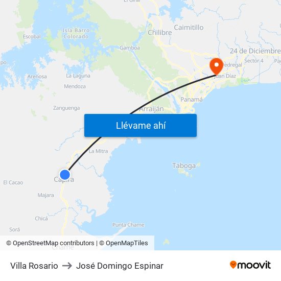 Villa Rosario to José Domingo Espinar map