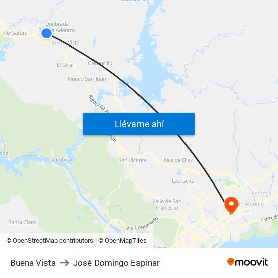 Buena Vista to José Domingo Espinar map