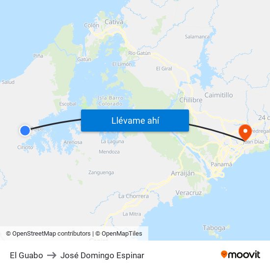 El Guabo to José Domingo Espinar map
