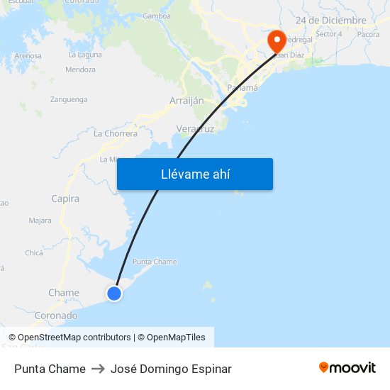 Punta Chame to José Domingo Espinar map