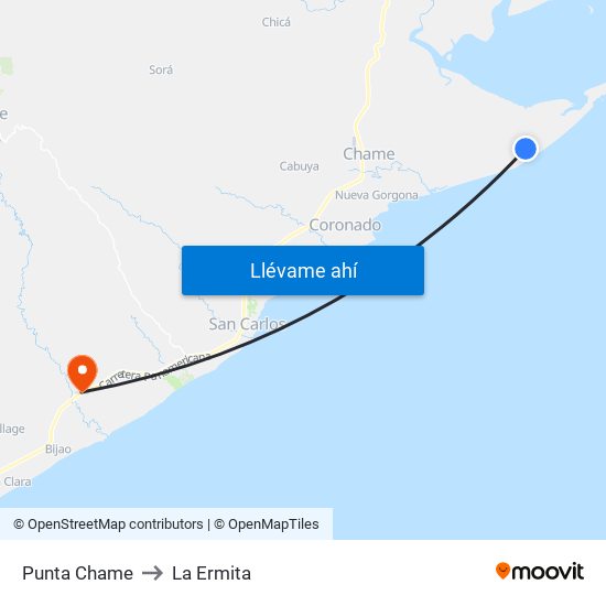 Punta Chame to La Ermita map