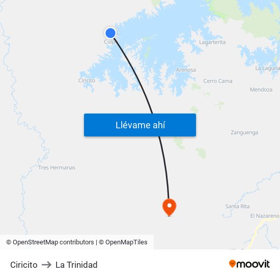 Ciricito to La Trinidad map