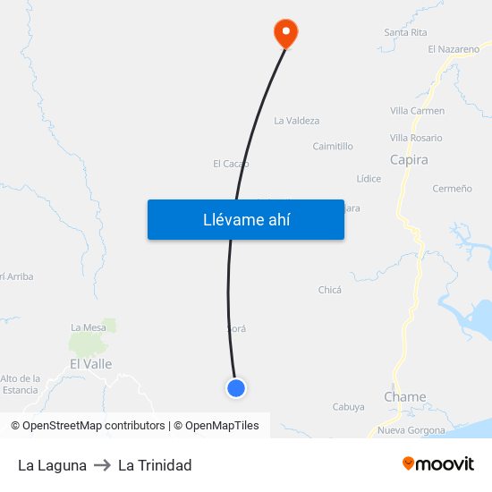 La Laguna to La Trinidad map