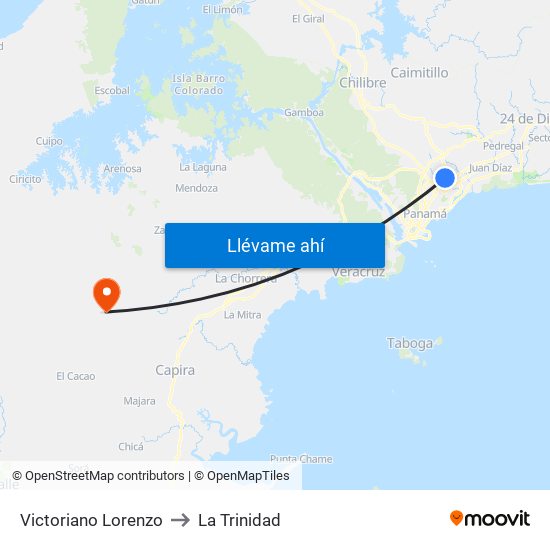 Victoriano Lorenzo to La Trinidad map