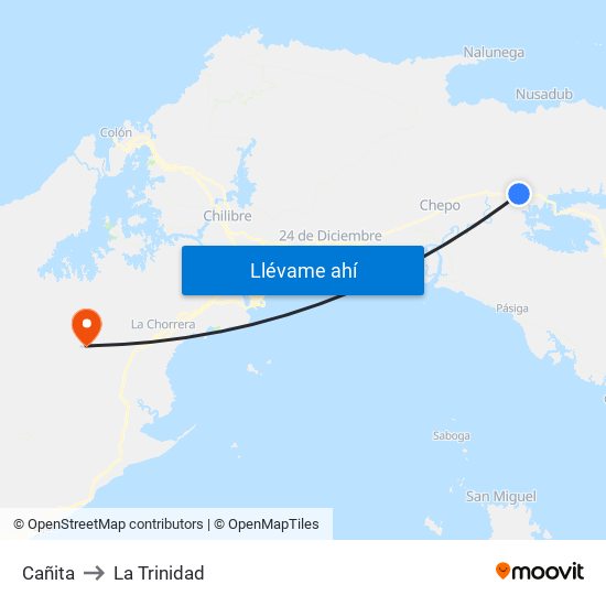 Cañita to La Trinidad map