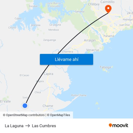 La Laguna to Las Cumbres map