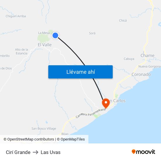 Cirí Grande to Las Uvas map