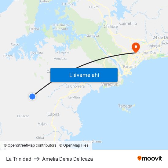 La Trinidad to Amelia Denis De Icaza map