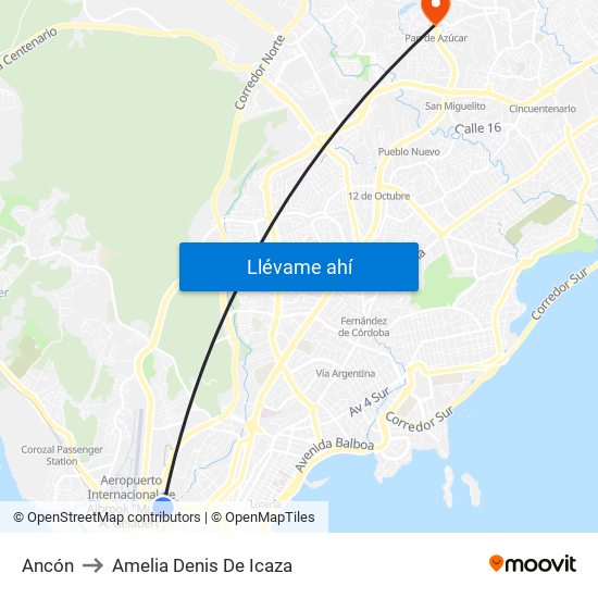 Ancón to Amelia Denis De Icaza map