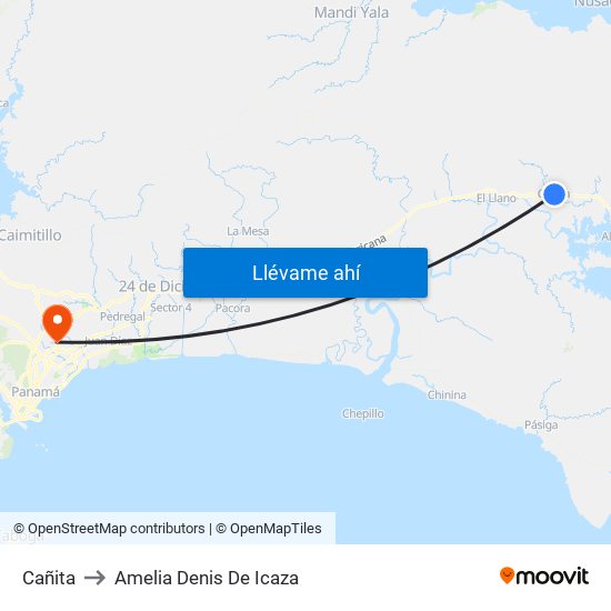 Cañita to Amelia Denis De Icaza map