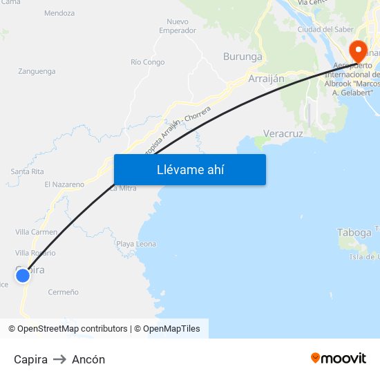 Capira to Ancón map
