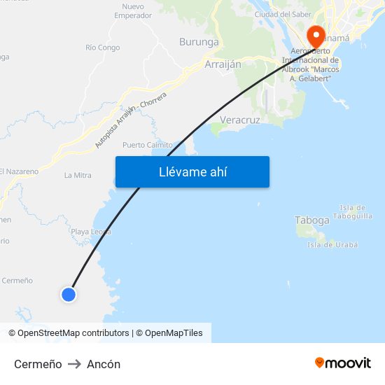 Cermeño to Ancón map