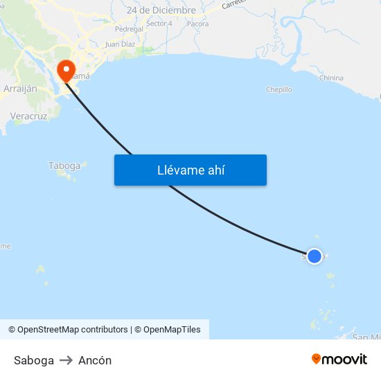 Saboga to Ancón map